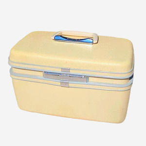Vintage Samsonite Cream Tan Mustard Cosmetic Bag